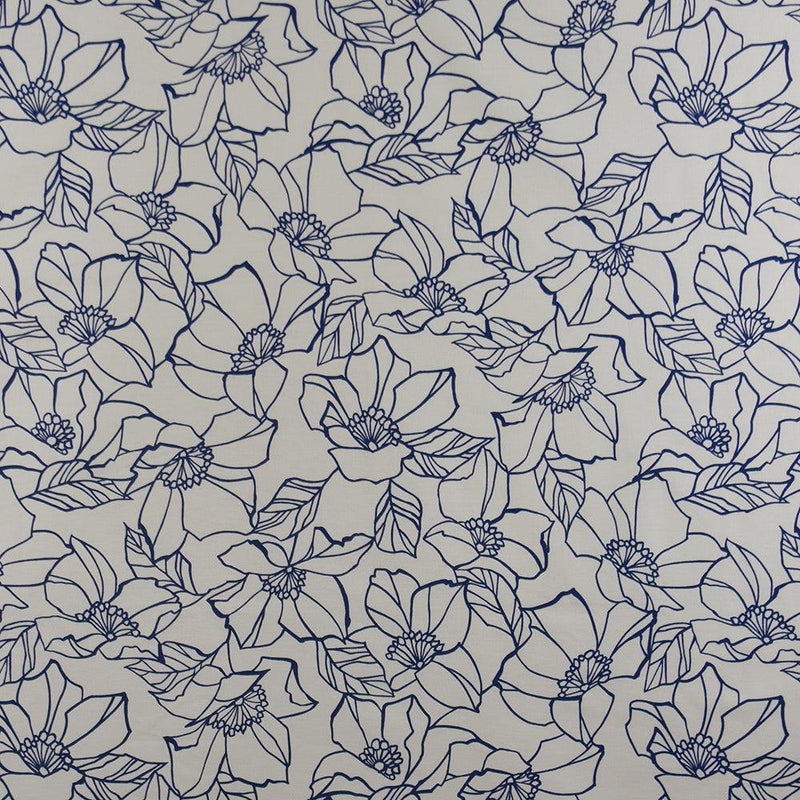 Flower Stencil Marine - Atlanta Fabrics