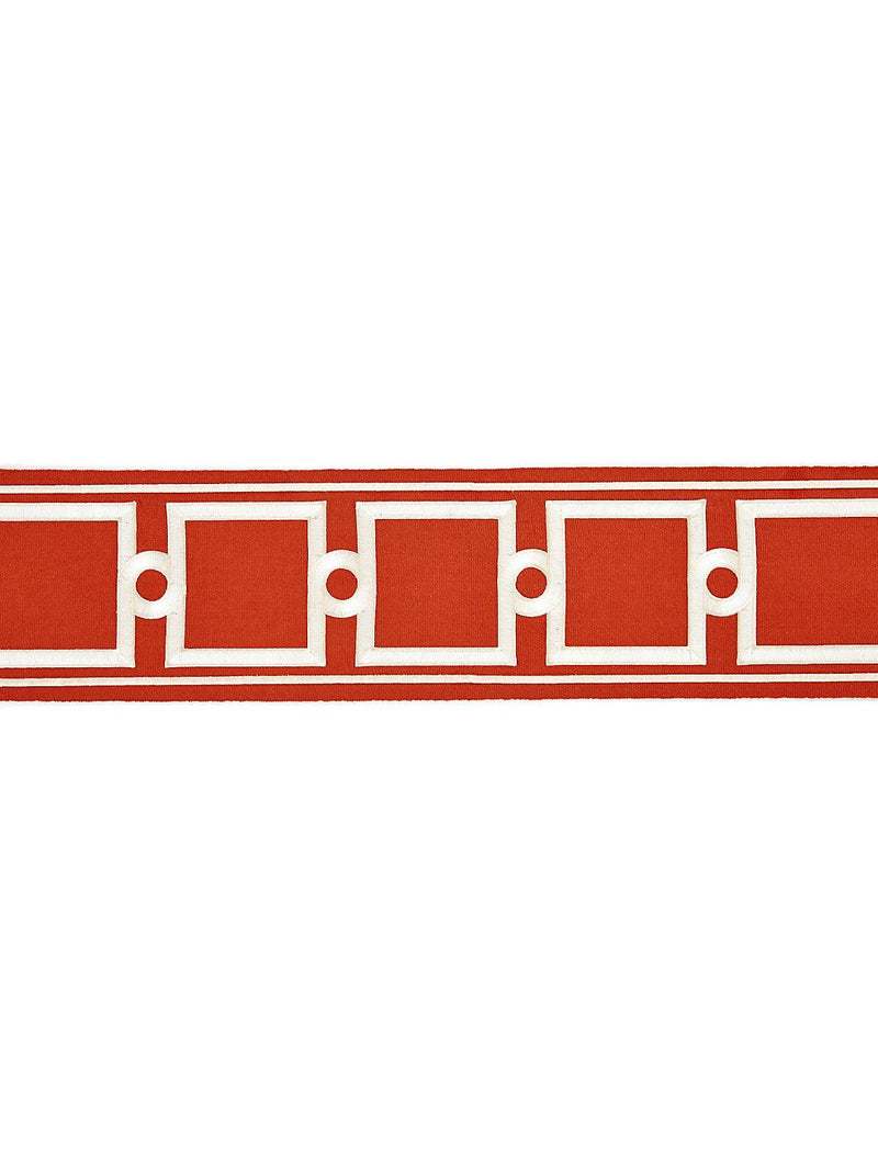 SQUARE LINK EMBROIDERED TAPE CARNELIAN - Atlanta Fabrics