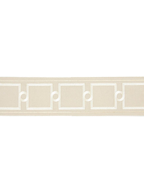 SQUARE LINK EMBROIDERED TAPE SAND - Atlanta Fabrics